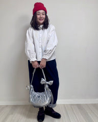 (預購)縮褶微令面手袋/銀