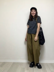 橡根腰Taper褲/啡 (大碼)