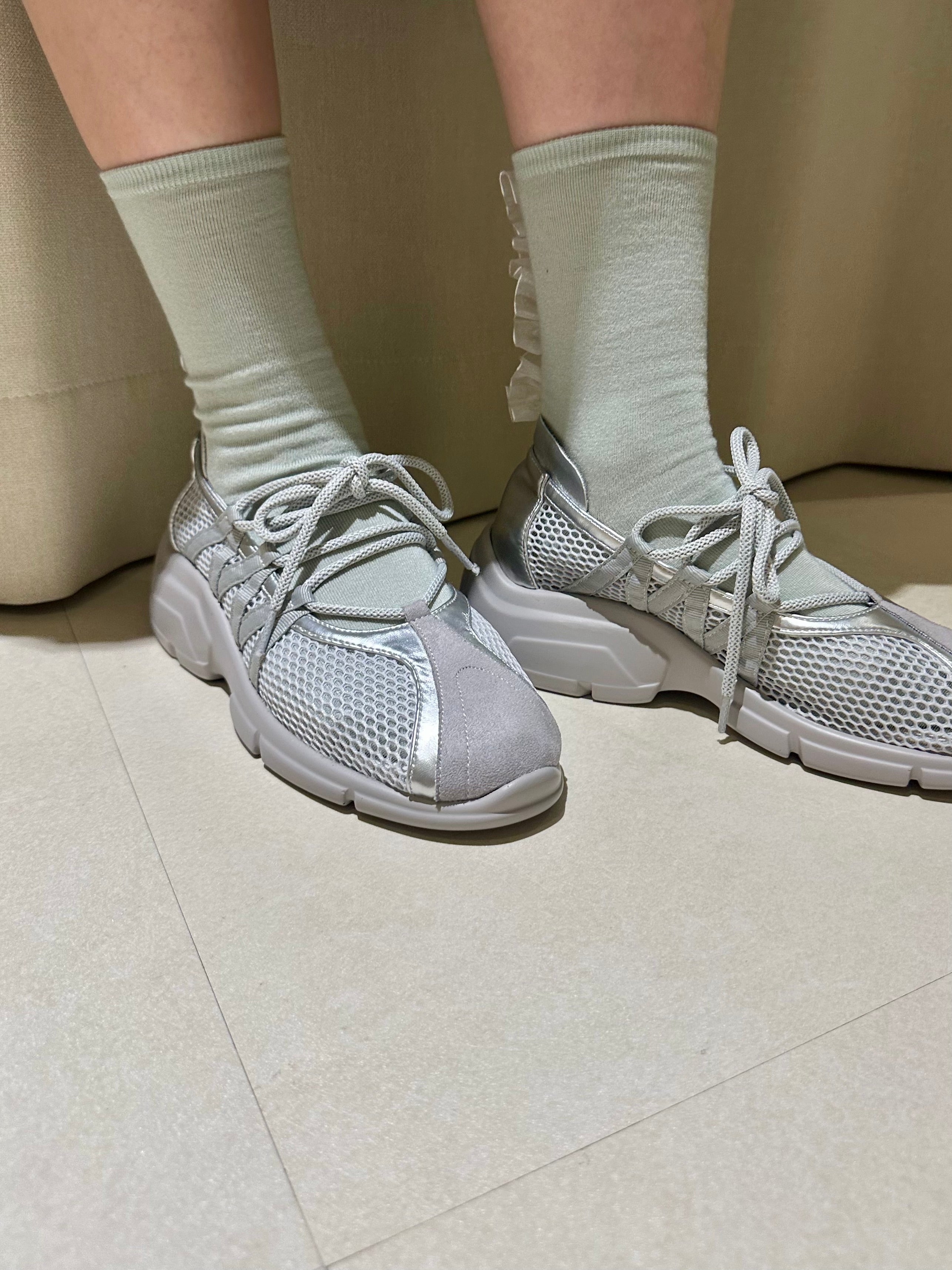 Organza ruffle襪/粉綠