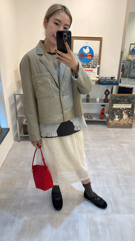 薄夾棉西裝褸/杏