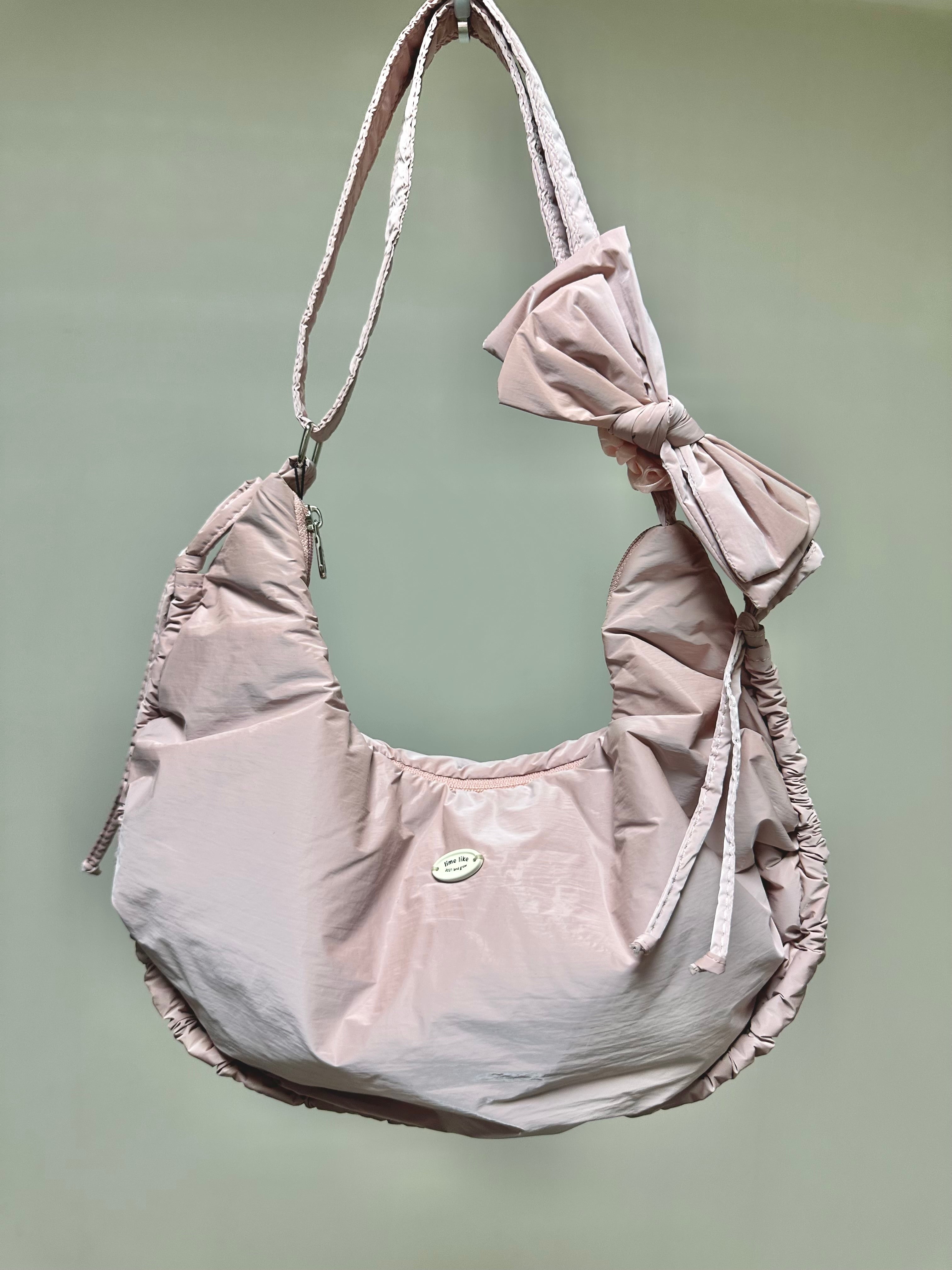 (預購)縮褶微令面手袋/淡粉紅