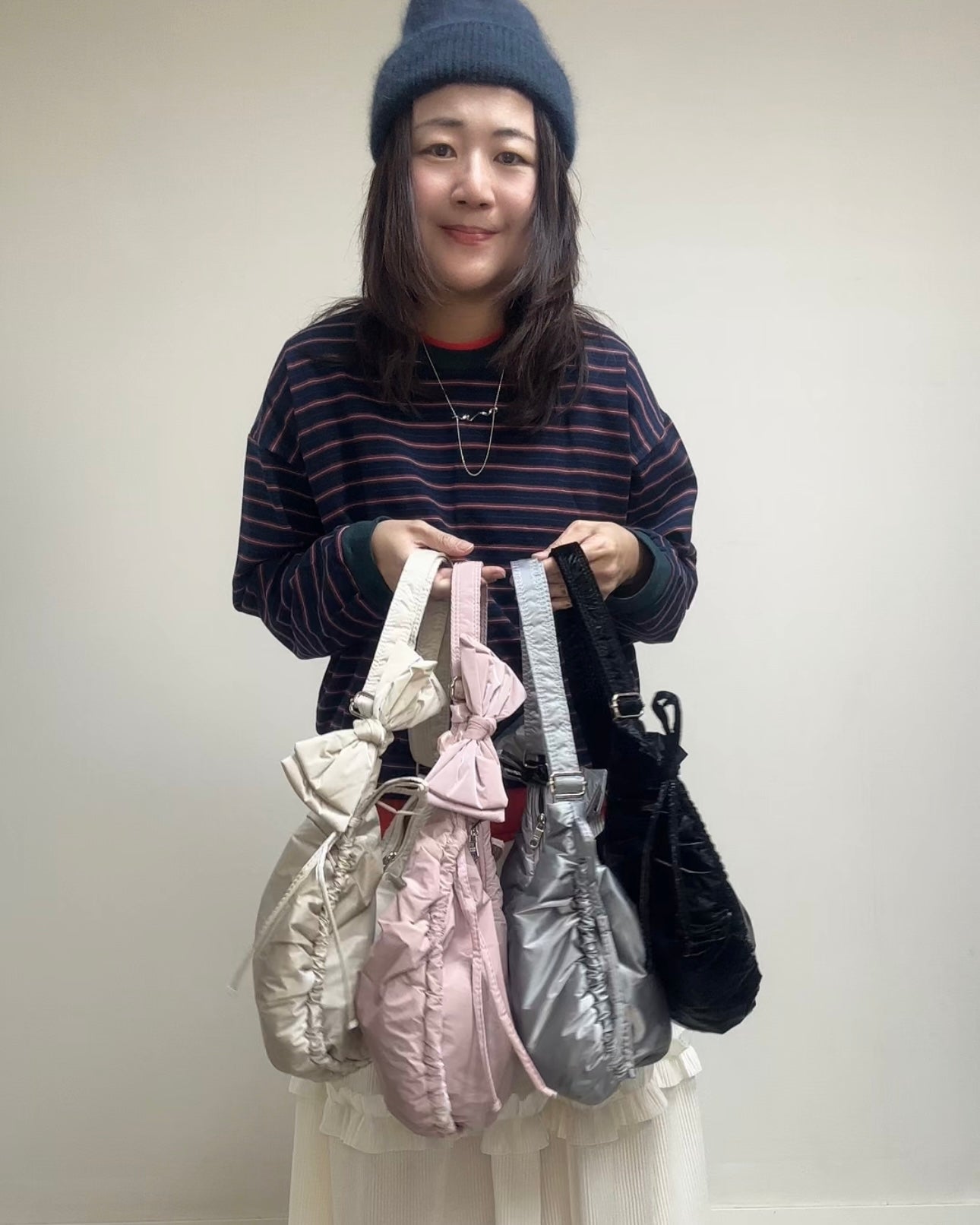 (預購)縮褶微令面手袋/淡粉紅