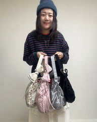 (預購)縮褶微令面手袋/銀