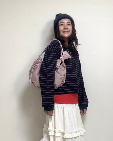 (預購)縮褶微令面手袋/淡粉紅