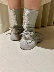 Organza ruffle襪/粉綠