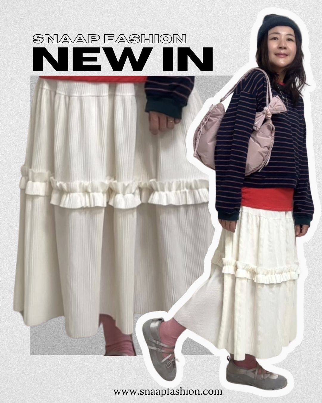 (預購)幼褶Ruffle邊散裙/白