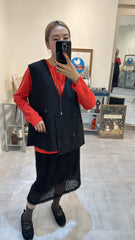 條條質感直身裙/黑