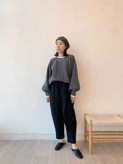 [11.11優惠]撞色燈籠䄂針織上衣/深灰