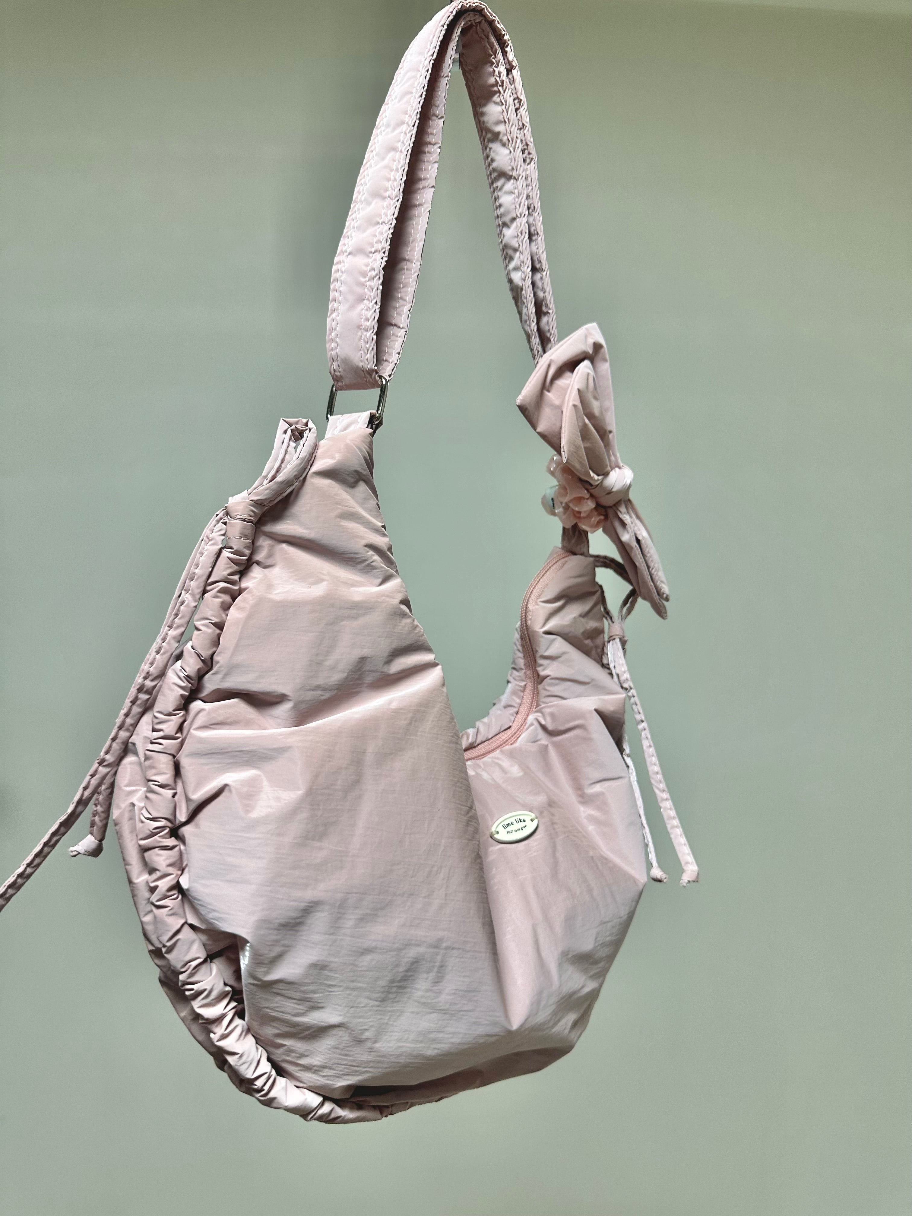 (預購)縮褶微令面手袋/淡粉紅