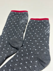 波點文字襪/灰+紅