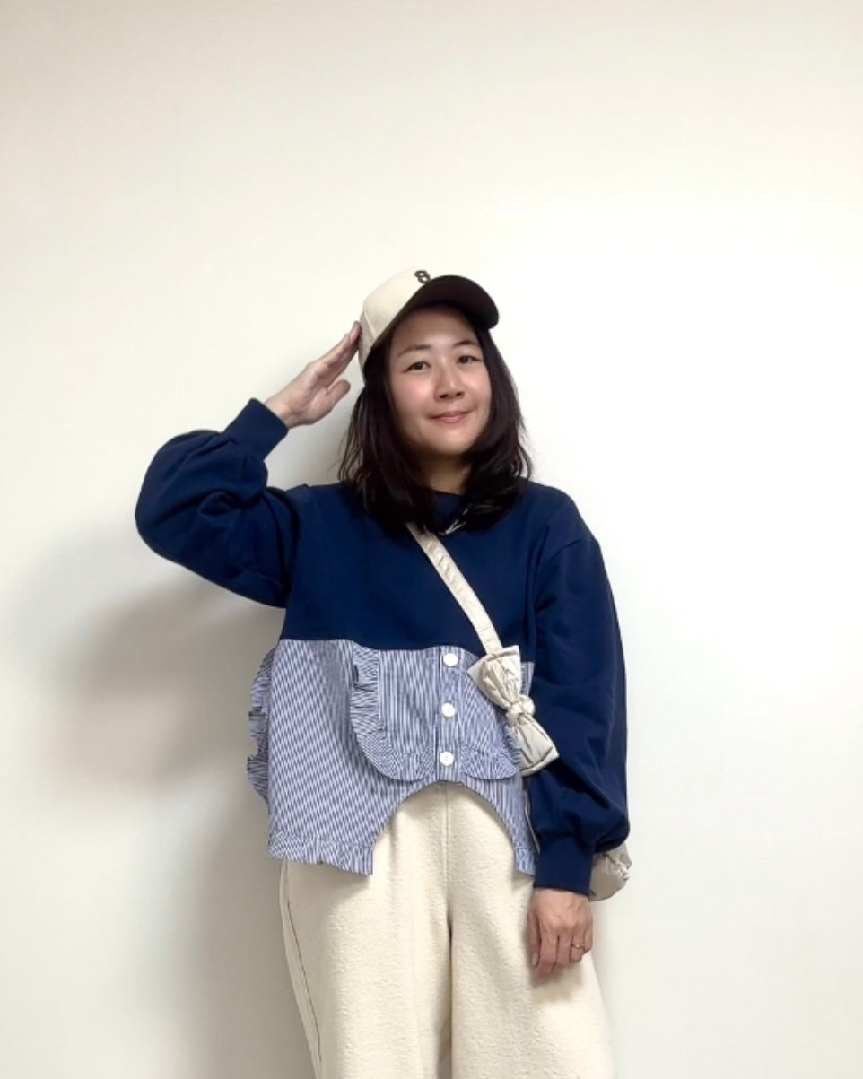 B繡字cap帽/米白+啡