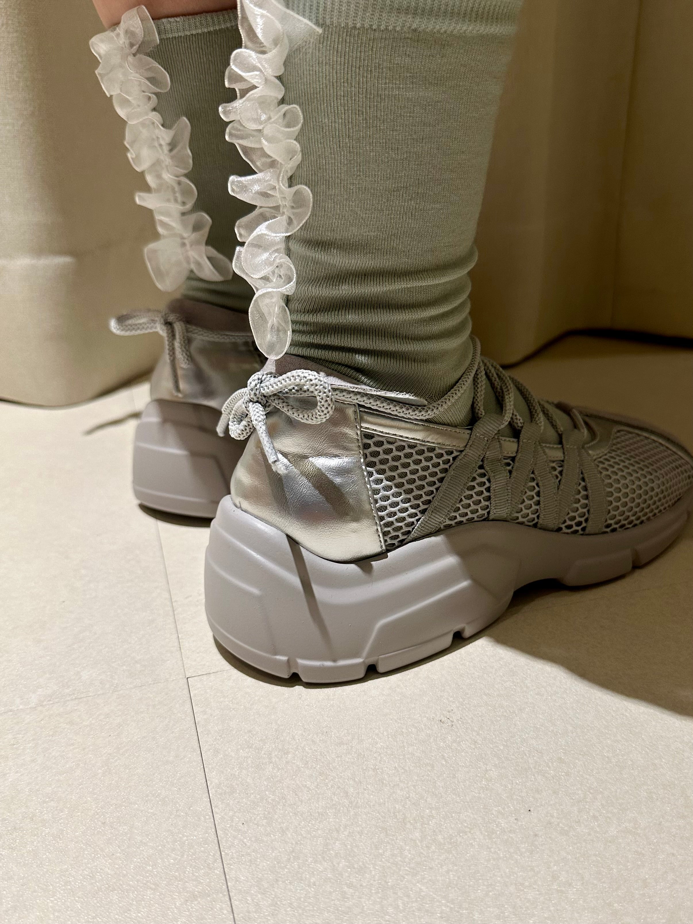 Organza ruffle襪/粉綠