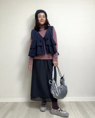 波點文字襪/啡+米白