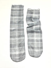 格仔半透襪/灰