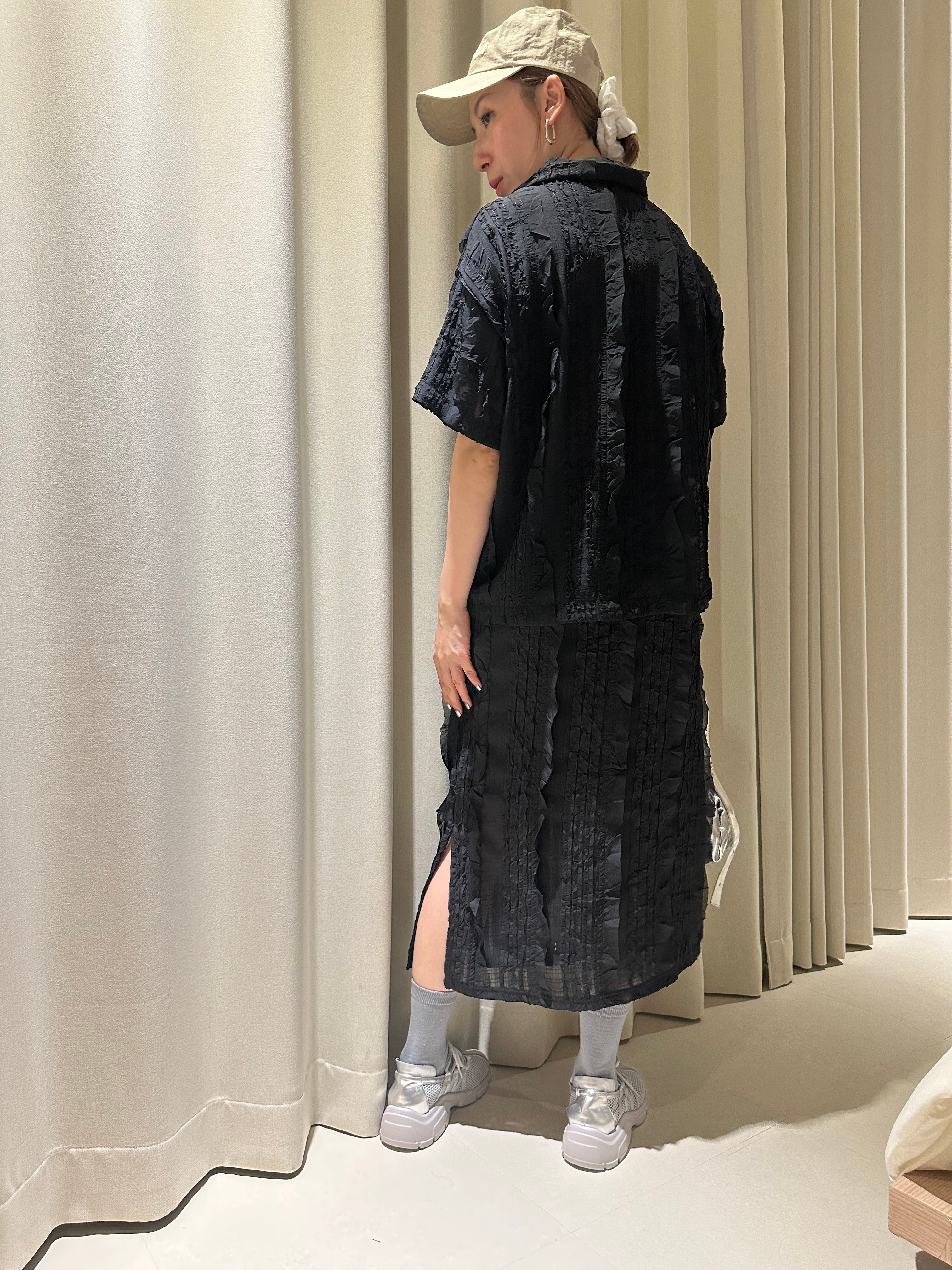 雪紡條條仙氣裙/黑