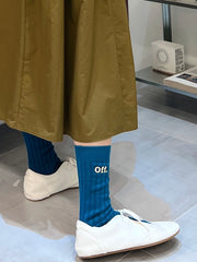 Day Off繡字襪/藍綠