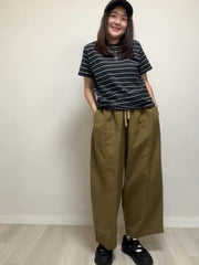 橡根腰Taper褲/啡 (大碼)