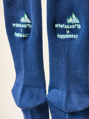 Happiness繡字襪/深藍