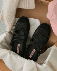 (預購)併布Sporty Mary Jane/黑