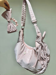 (預購)縮褶微令面手袋/淡粉紅