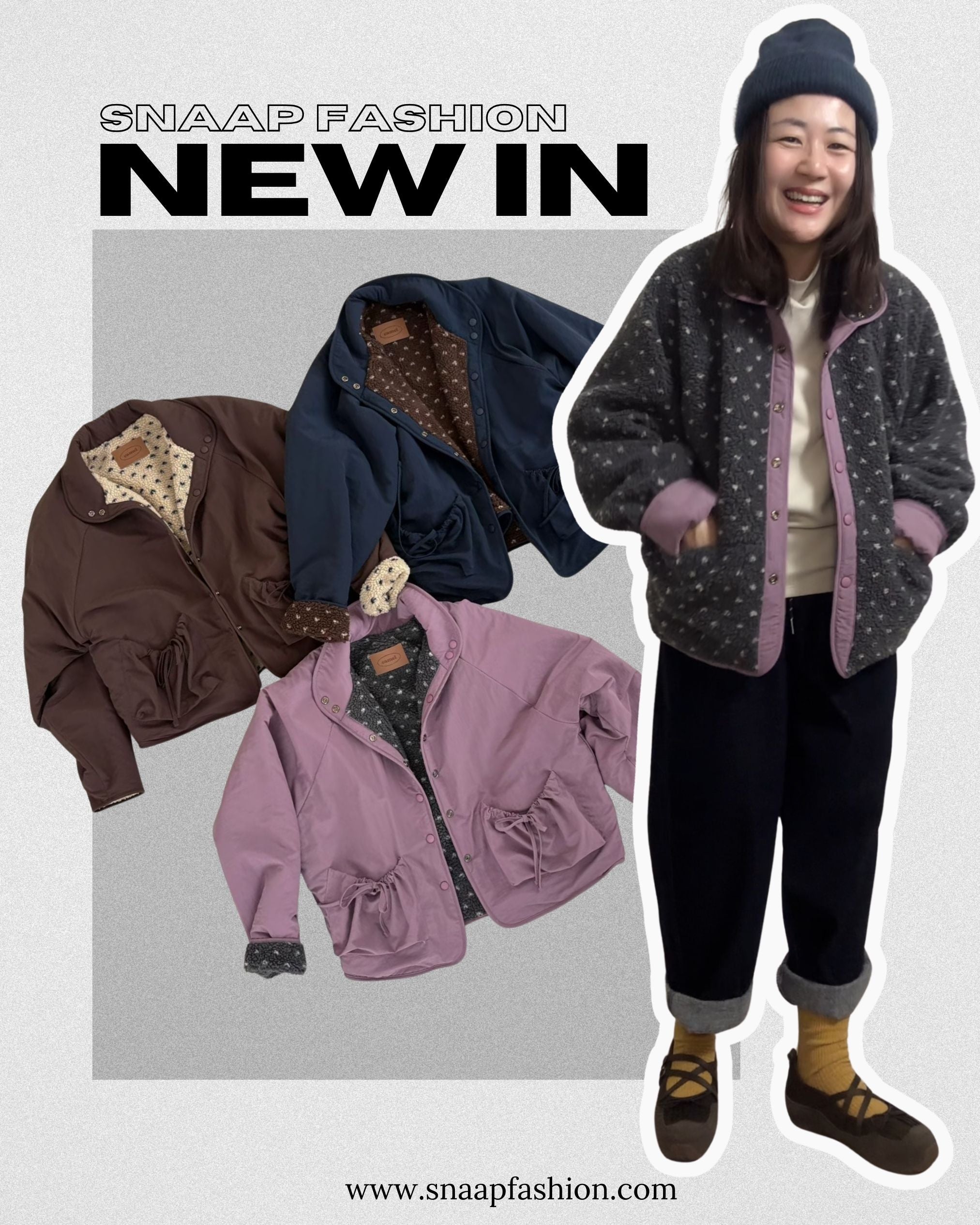 (預購)雙面點點外套/霧紫+灰