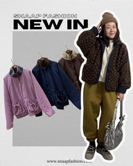 (預購)雙面點點外套/深藍+啡