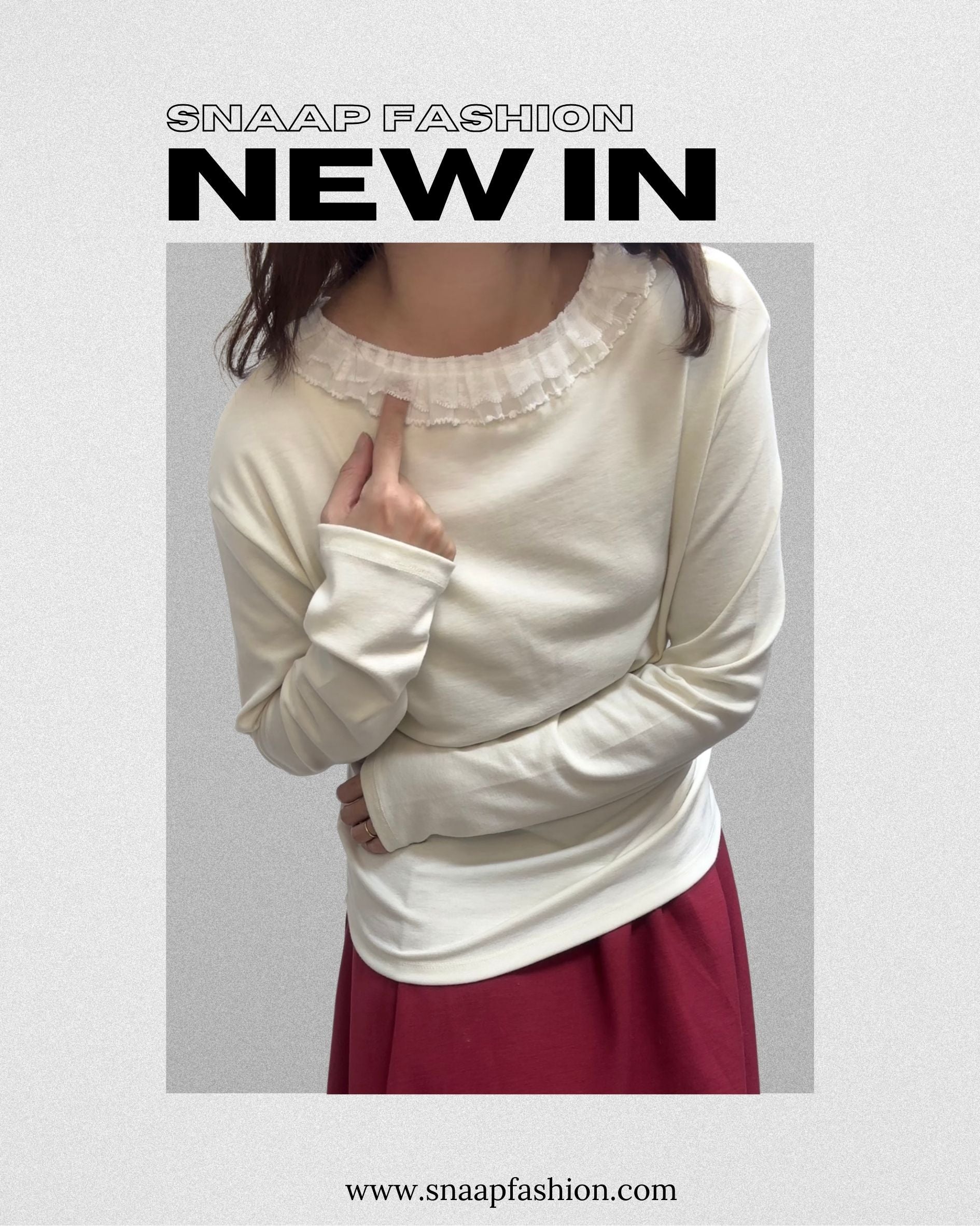 (停產)雙層網摺褶領T-shirt/米白