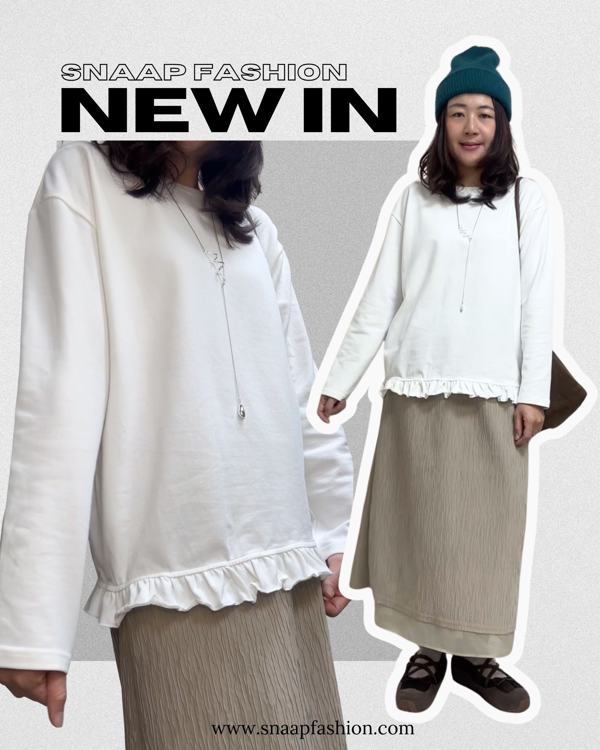 (預購)衫腳Ruffle長T-shirt/白