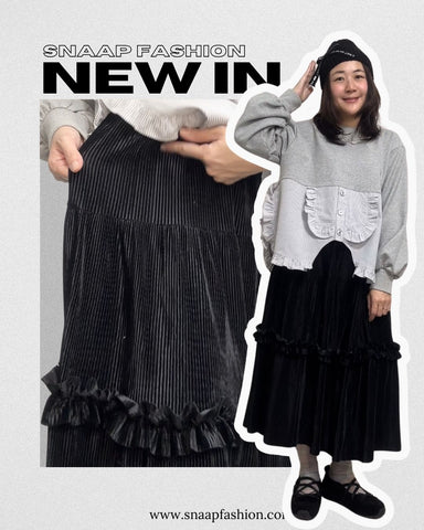 (預購)幼褶Ruffle邊散裙/黑