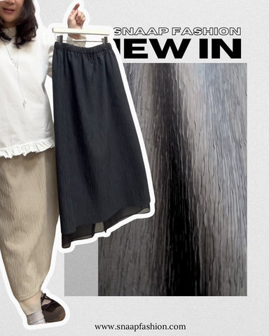 (預購)壓亂褶裙腳半透裙/碳灰