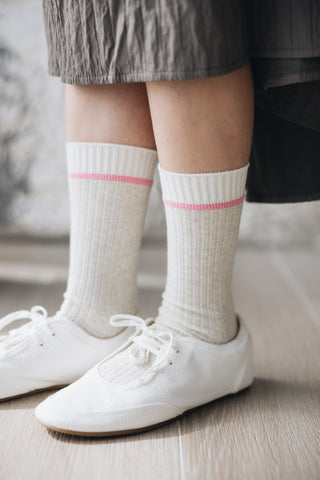 三色color block襪/燕麥