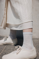 蝴蝶圖案閃閃薄襪/銀