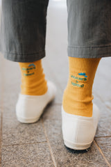 Happiness繡字襪/芥茉黃