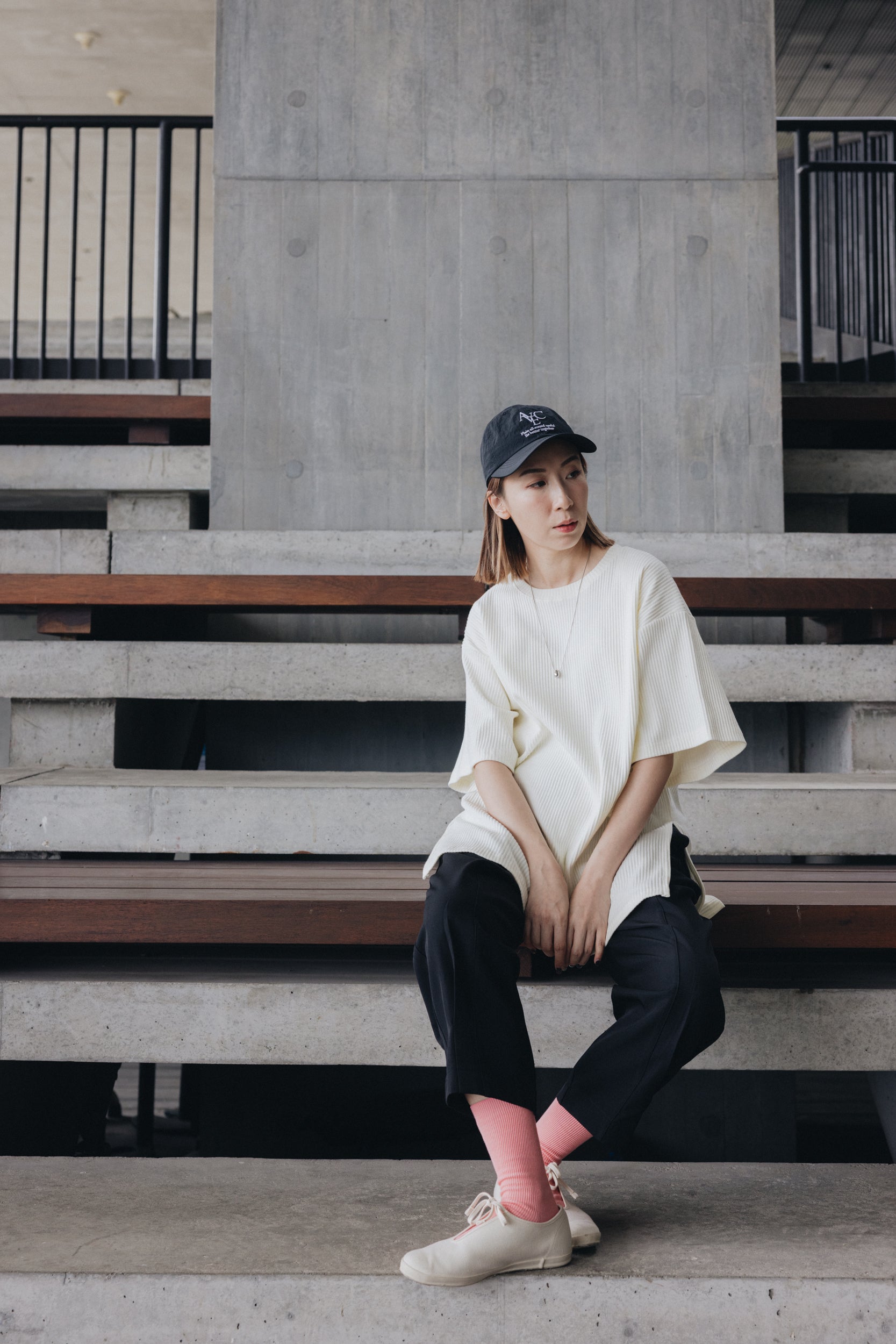 Happiness繡字襪/粉紅